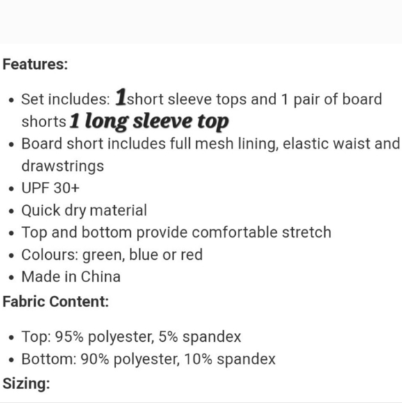 Spyder Boy's Size 7/8 Medium Swim Set Rash Guard Long Short Sleeves Trunks - Picture 7 of 8